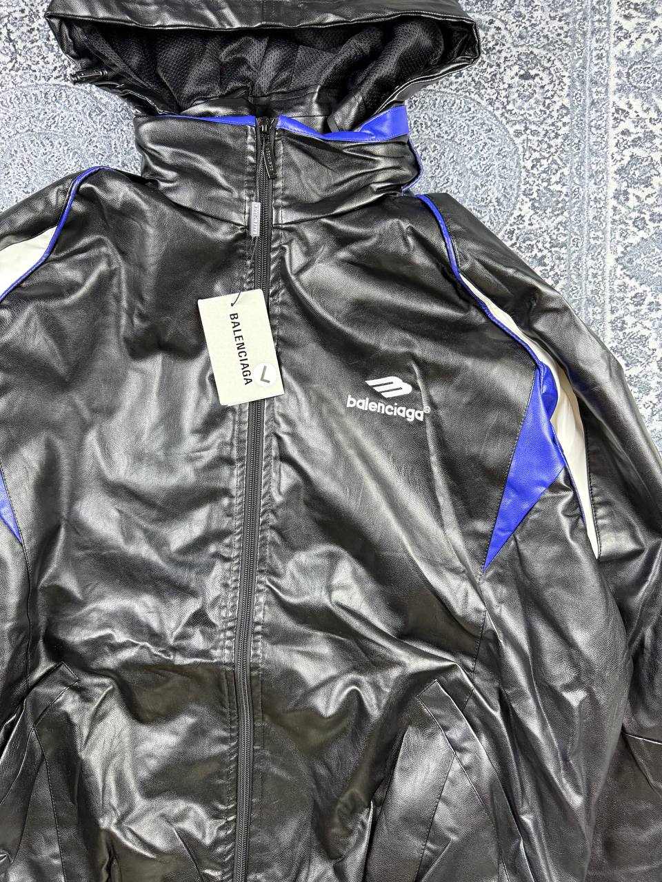 Куртка Balenciaga Logo-Embroidered Leather Track Jacket