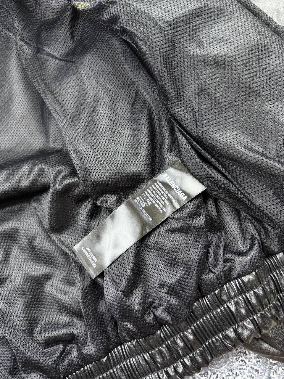 Куртка Balenciaga Logo-Embroidered Leather Track Jacket