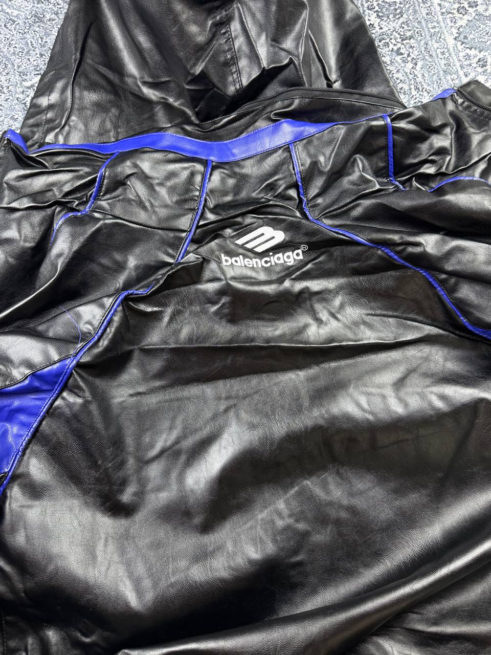 Куртка Balenciaga Logo-Embroidered Leather Track Jacket